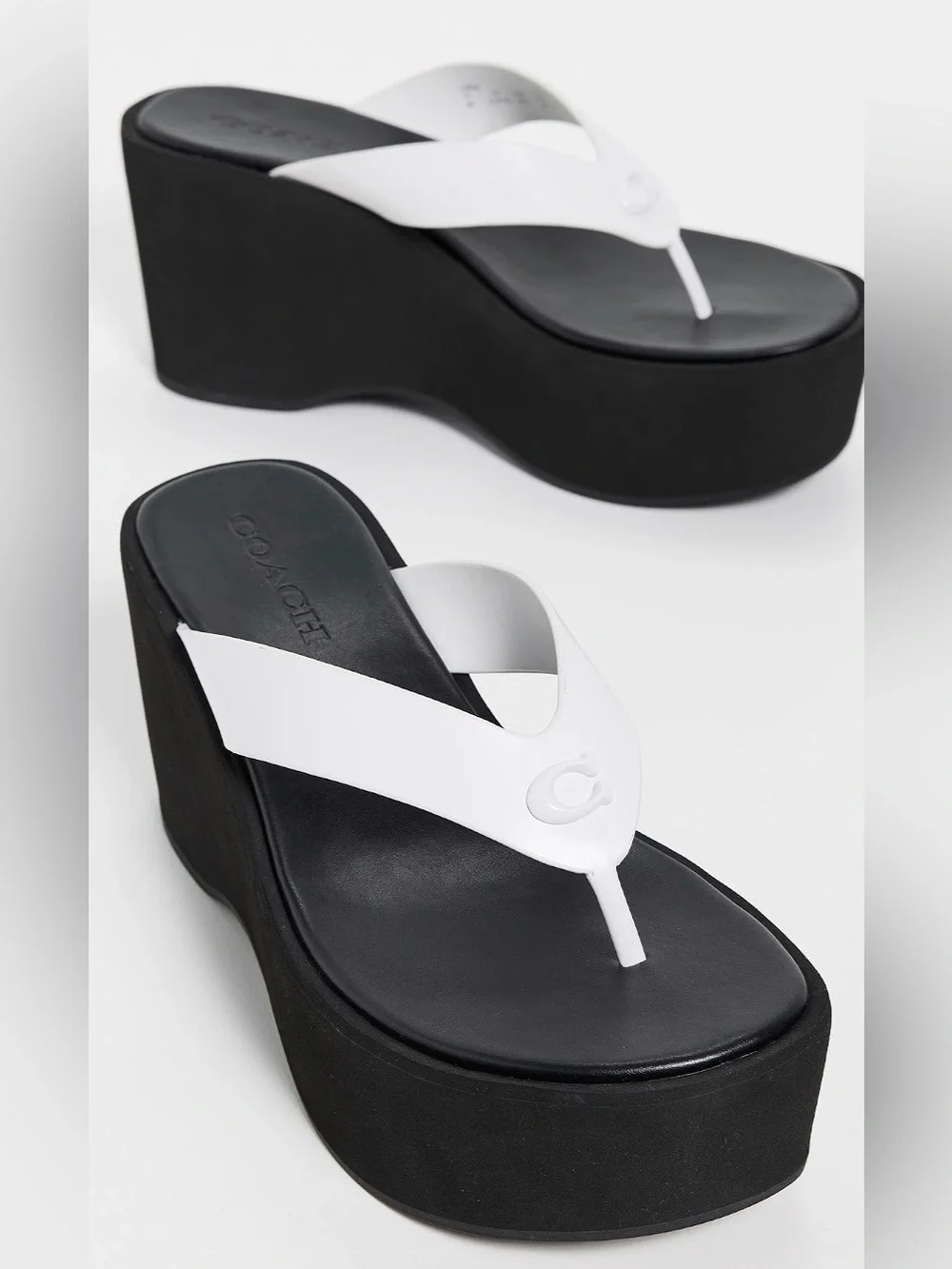 Coach sculpted C platform flip-flops